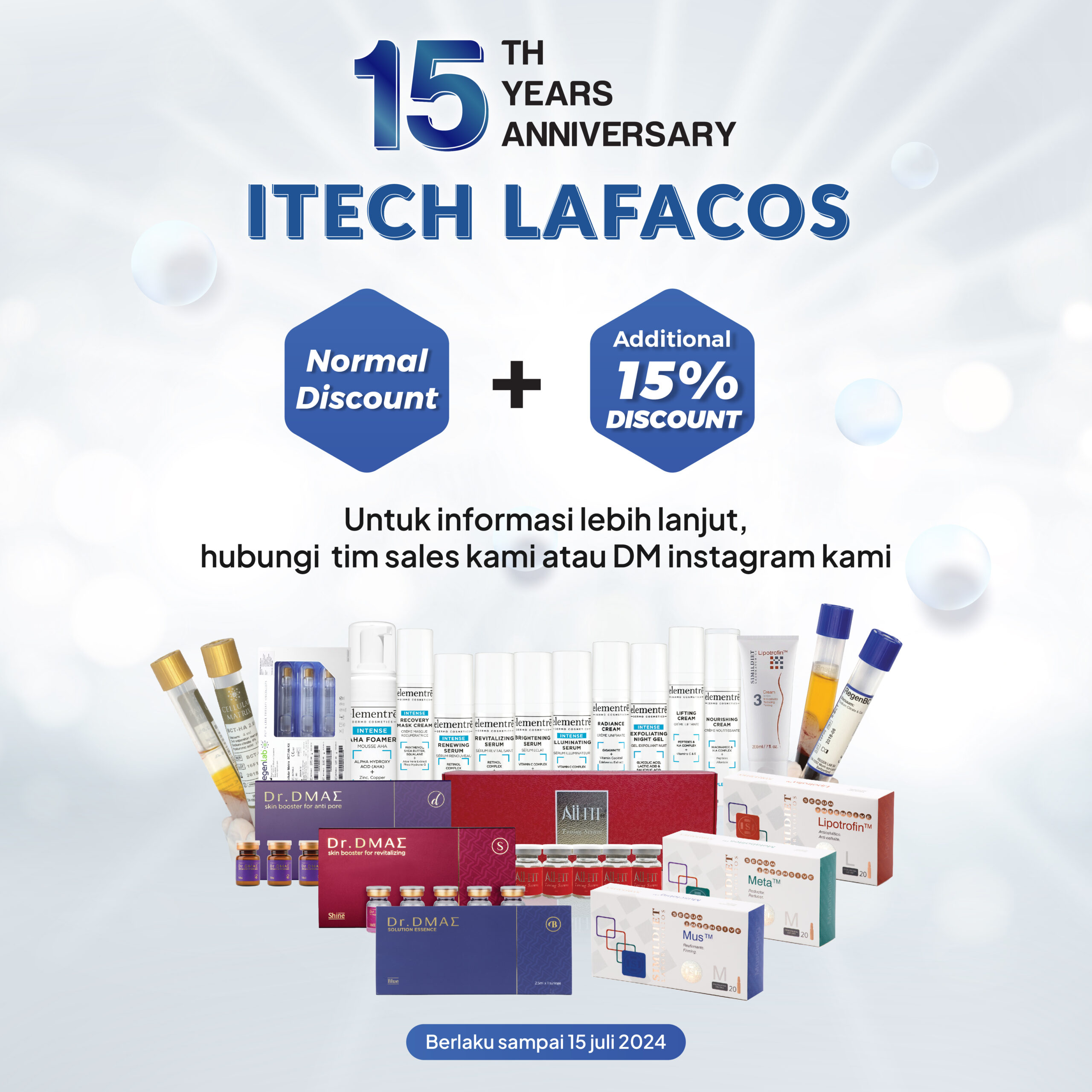 Hari jadi ke 15 Itech Lafacos Diskon Besar Besaran